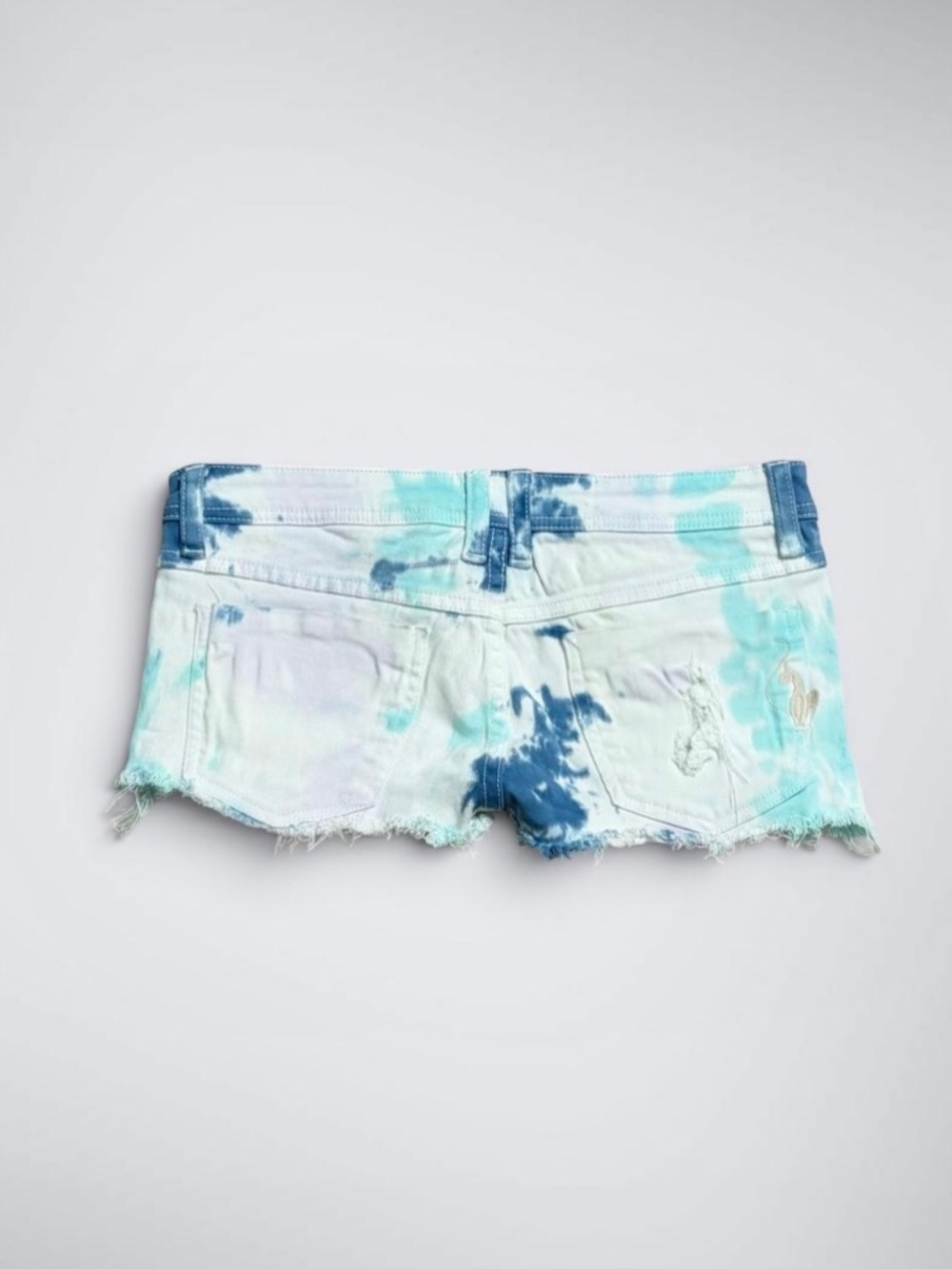 VTG Baby Phat Aqua Pastel Tie Dye Low-Mid Micro Mini Shorts